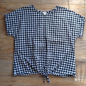 J. CREW Casual Black and White Checkered Top